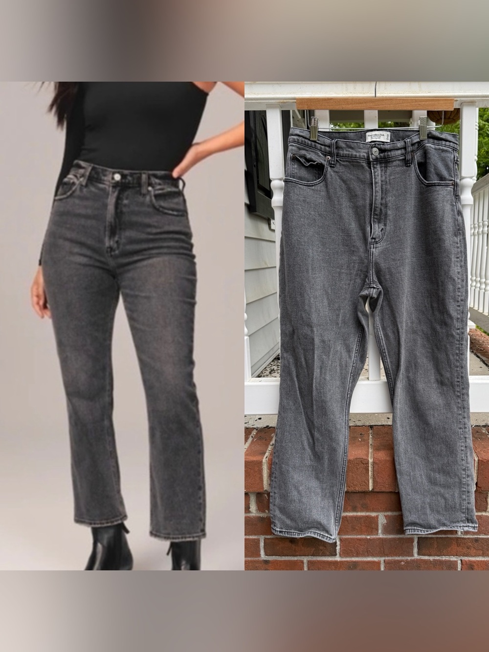 Abercrombie & Fitch Black Gray The ankle straight ultra high rise Jeans 31 12